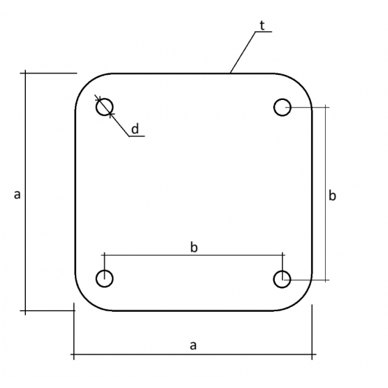 Rozeta kotviaca 120x120, t8mm, 4xd12mm - detail 1 - detail 1