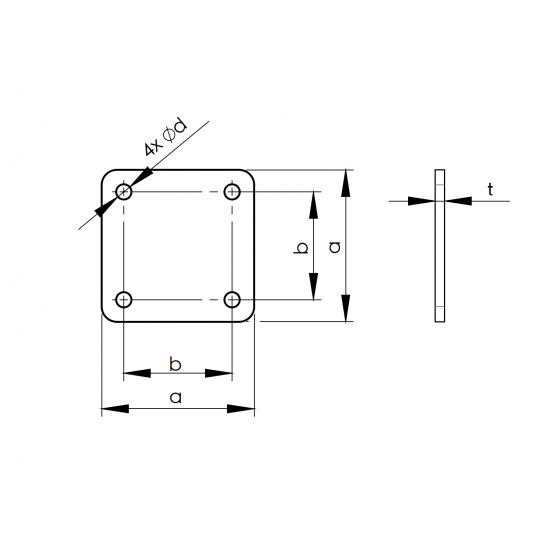 Rozeta kotviaca 120x120, t8mm, 4xd12mm - detail 2 - detail 2