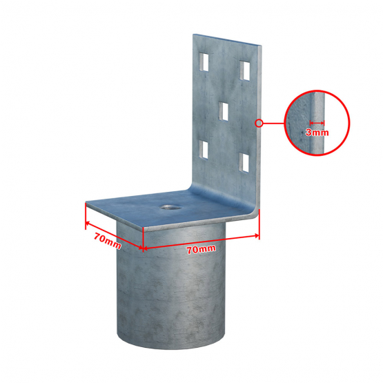 Nadstavec na zemnú skrutku Zn "L" 70x70x90x60mm - detail 1 - detail 1