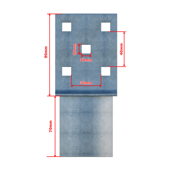 Nadstavec na zemnú skrutku Zn "L" 70x70x90x60mm - detail 3 - detail 3