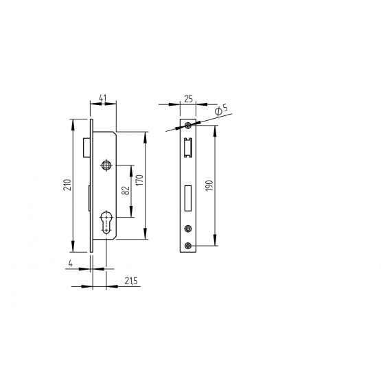 Zámok pre cylin.vložku do JP profilu 40x40mm - detail 3 - detail 3