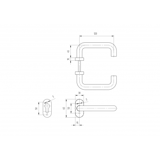 Kľučka so štítkom - pár, AISI 304, K320 - detail 5 - detail 5