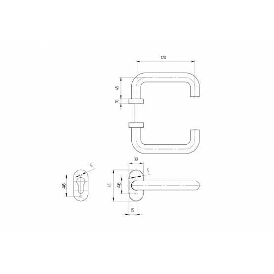 Kľučka so štítkom - pár, AISI 304, K320 - detail 6 - detail 6