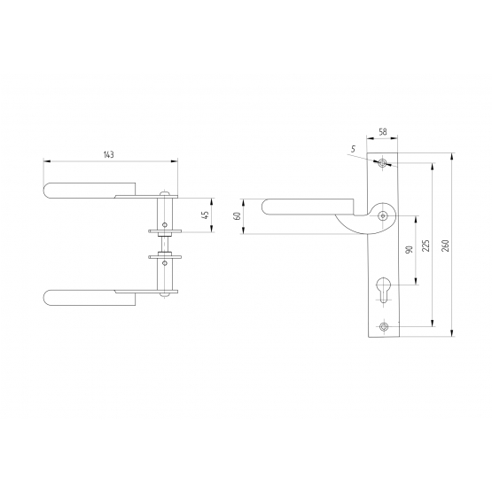 Kľučka so štítkom komplet 265x60, t3mm - detail 2 - detail 2