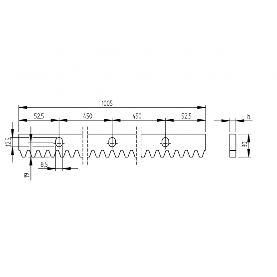 Hrebeň oceľový Zn, 30x8mm, L1m, max 1200kg - detail 3 - detail 3