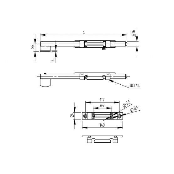 Zástrč brány bezpečnostný Zn, L300mm - detail 2 - detail 2