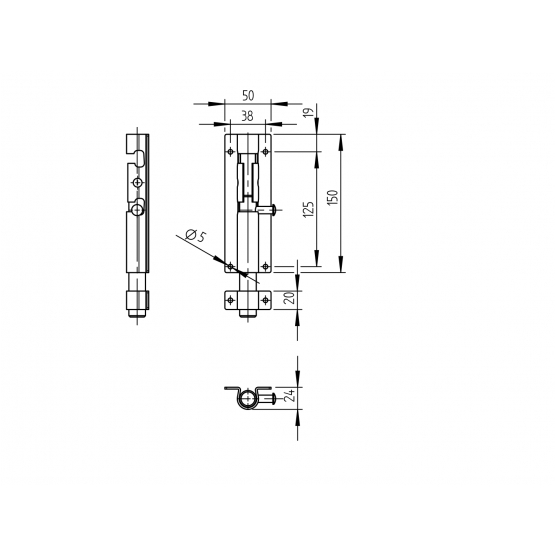 Zástrč brány-na zaistenie vis. zámkom Zn, D18, L=1 - detail 2 - detail 2