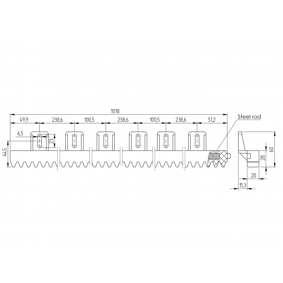 Hrebeň nylonový s Fe jadrom, max 700kg - detail 2 - detail 2