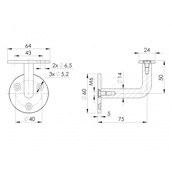 Držiak madla na stenu - detail 2 - detail 2