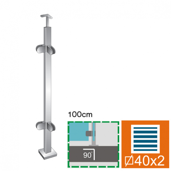Stĺpik, vrchné kotvenie - obojstranný 90° AISI304, - detail 1 - detail 1