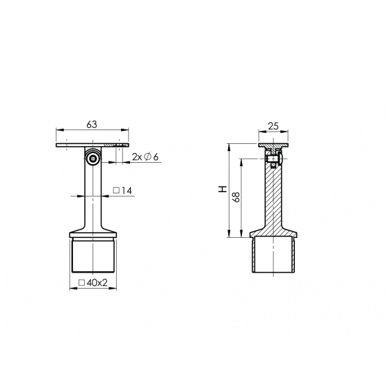 Držiak madla na stĺpik - nastaviteľný - detail 2 - detail 2