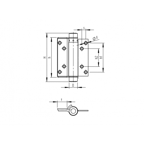 INOX záves pružinový jednostranný, L=100mm - detail 3 - detail 3