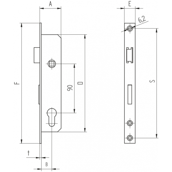 Zámok K431 pre cylin.vložku do JP profilu 50x30mm - detail 3 - detail 3