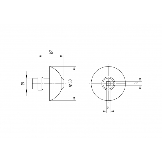 Kľučka guľa d60mm, D19mm, Zn - detail 2 - detail 2