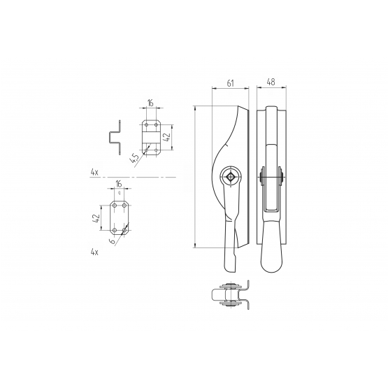 Pákový uzáver - BASCULES Zn, L235mm - detail 2 - detail 2
