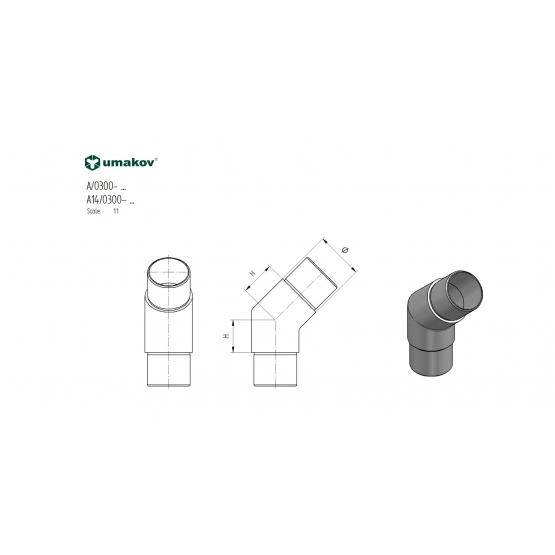 Nerezový prechod madla - koleno - detail 2 - detail 2