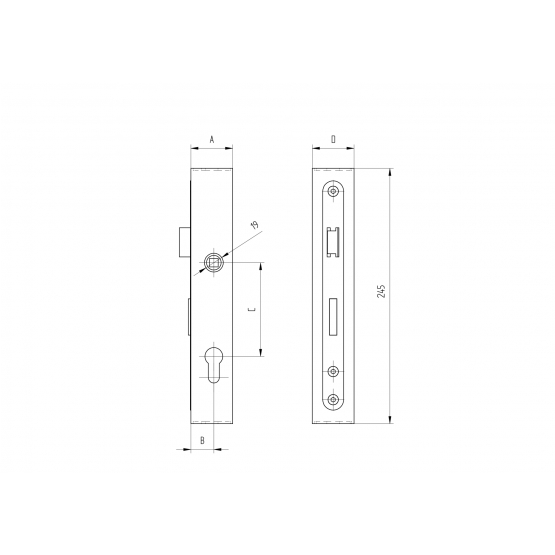 Zámková krabica so zámkom, bez kľučky, pre JP60x40 - detail 2 - detail 2