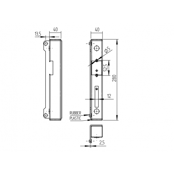 Doraz bránky pre elektromag. zámku univerzálny 40x - detail 2 - detail 2