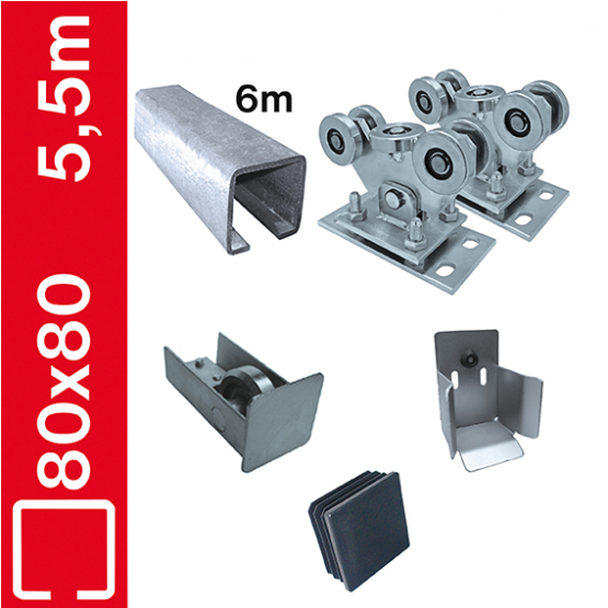 Sestava pro posuvné brány do 5,5m, Zn, 78x78mm