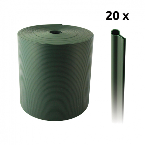 Stínící pás PVC zelená 190mm, 26m+20 příchytek
