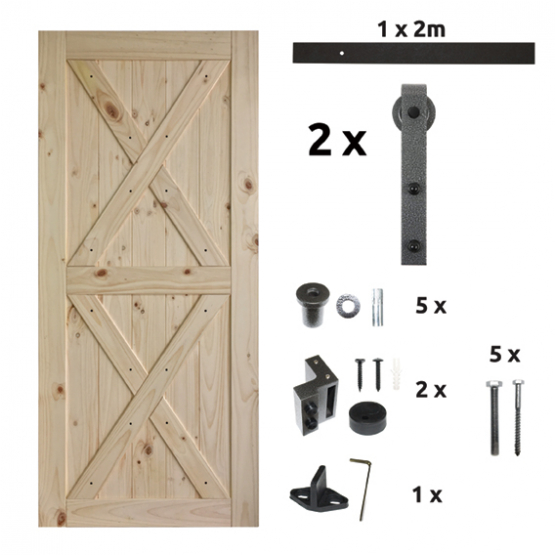 Dveře dřevěné EKO02 s kováním Klasiko-SB