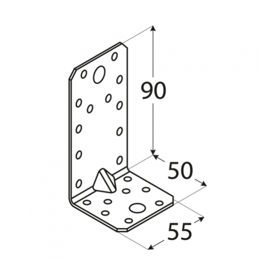 Úhelník s prolisem 90x50x55x1,5mm