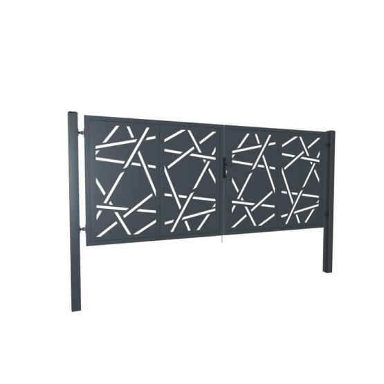 Designová brána HALEN 2 kř. 3800x1500mm antracit se sloupky