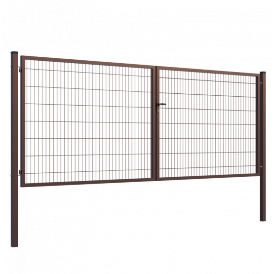 Brána 2kř. Square ZnPVC 4000x1500mm, 80x80mm, hnědá