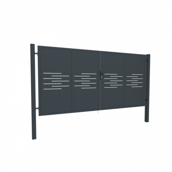 Designová brána LINE 2 kř. 3800x1800mm antracit se sloupky