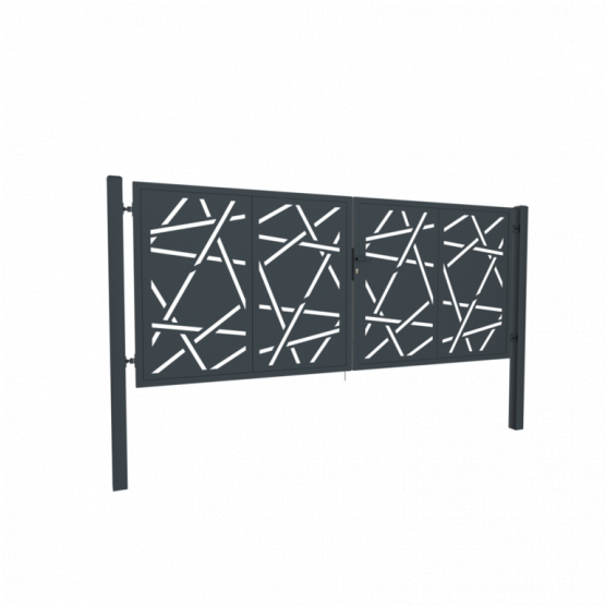 Designová brána HALEN 2 kř. 3800x1200mm antracit se sloupky