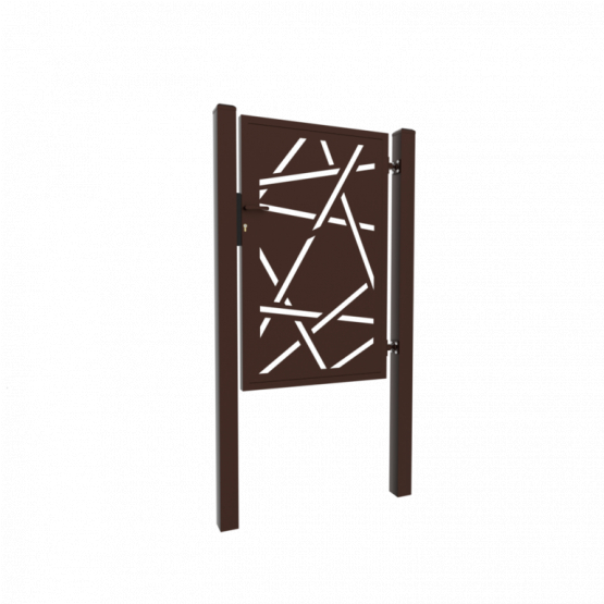 Designová branka HALEN 1kř. 1000x1800mm hnědá se sloupky