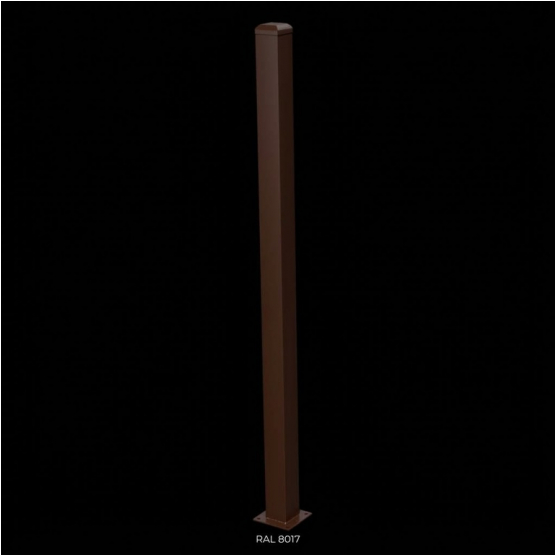 Sloupek hliníkový 100x100mm s patkou 2000mm hnědá
