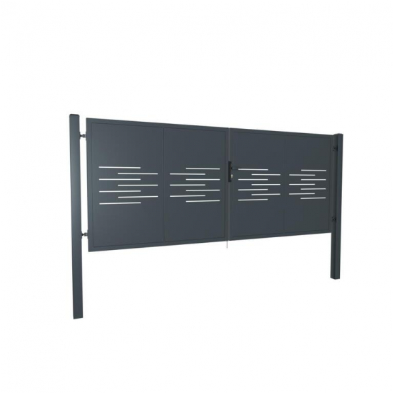 Designová brána LINE 2 kř. 3800x1200mm antracit se sloupky