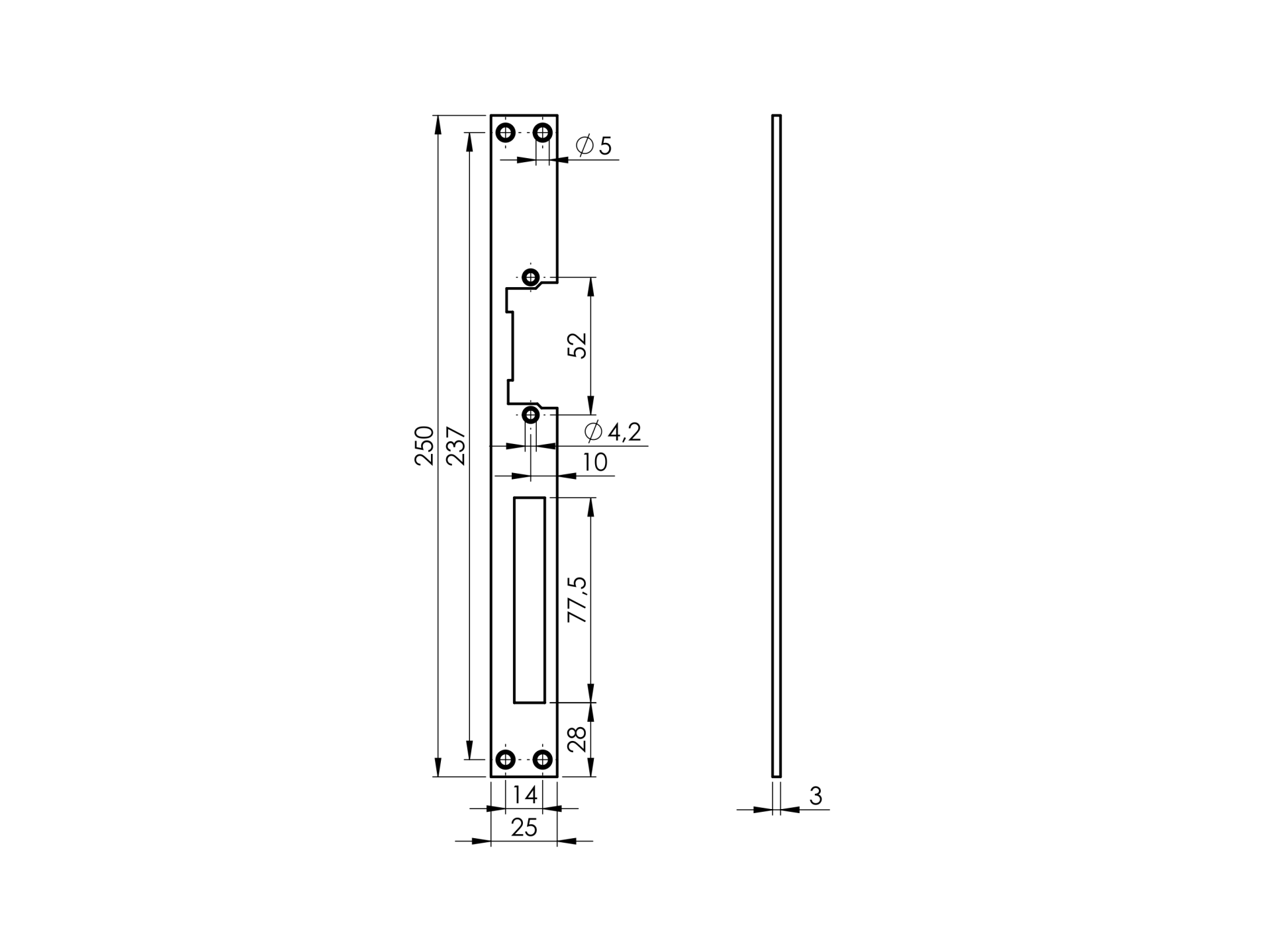 Lišta k elektrozámku obojstranná - detail 1