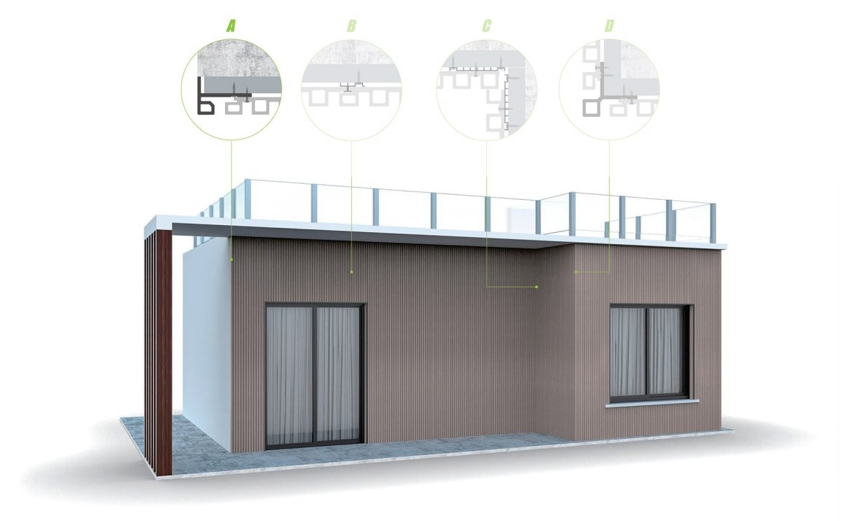 WPC Fasádna koncová lišta Svetlosivá 81x56x2900mm - detail 1