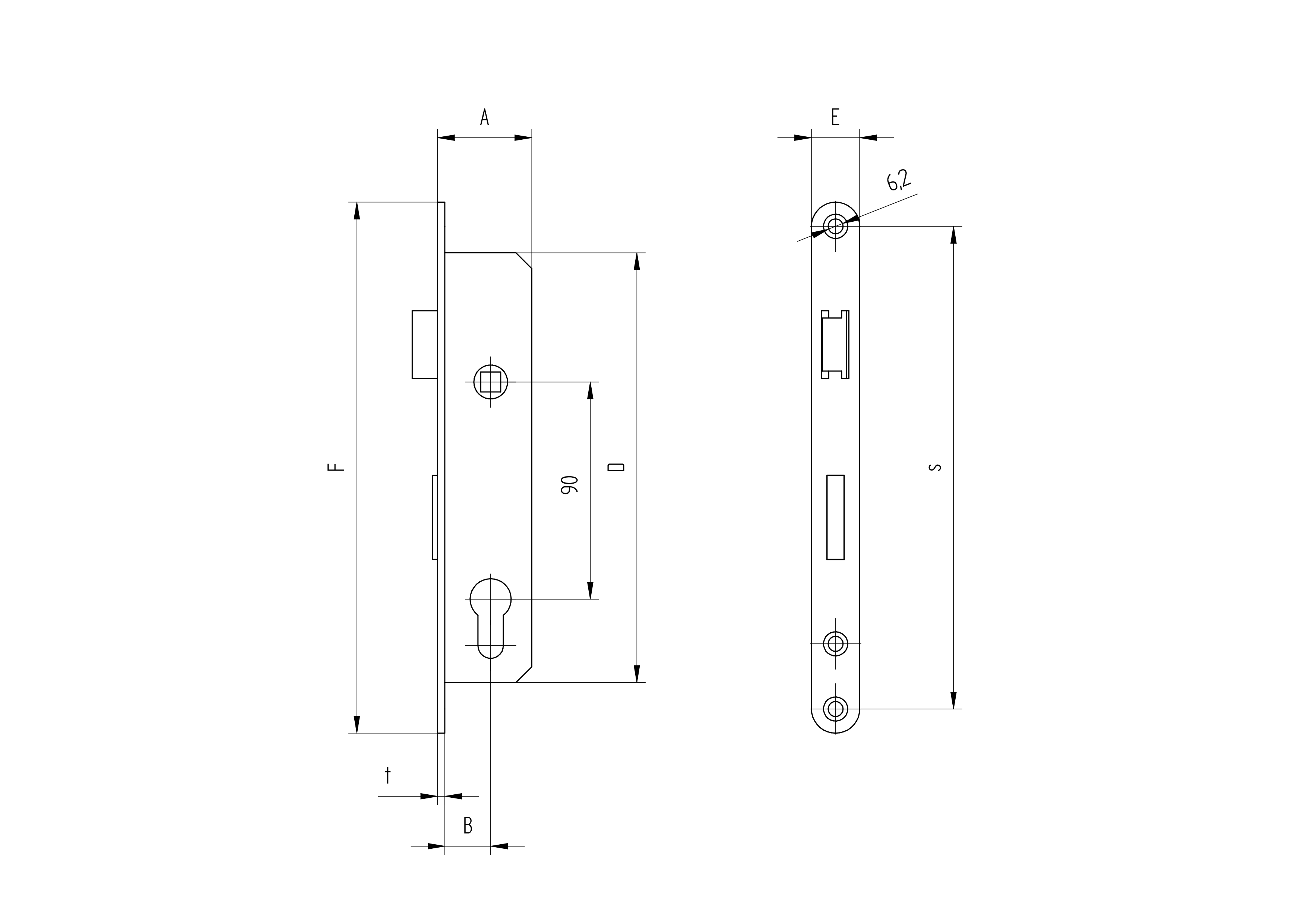 Zámok pre cylin.vložku do JP profilu 50x30mm, AISI304 - detail 2