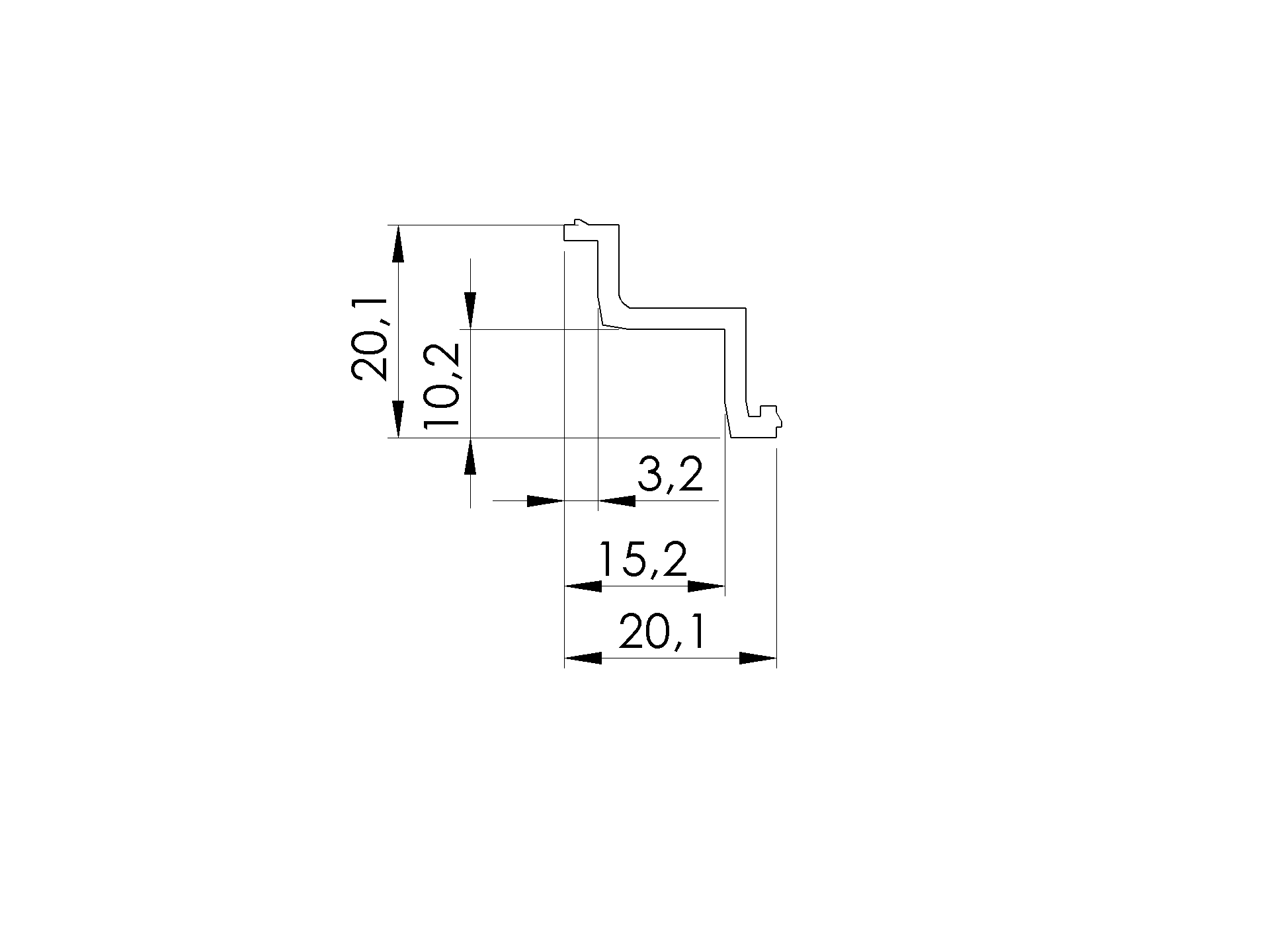 Vymedzovacia lišta do AL profilu, ELOX - detail 1